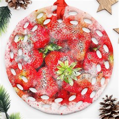 Strawberries Fruit Food Art Ornament (round Filigree) by Celenk