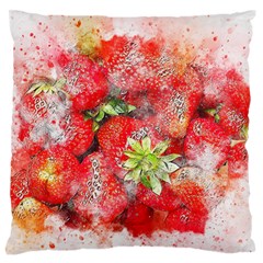 Strawberries Fruit Food Art Large Flano Cushion Case (one Side) by Celenk