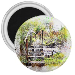 River Bridge Art Abstract Nature 3  Magnets by Celenk