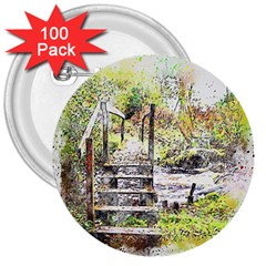 River Bridge Art Abstract Nature 3  Buttons (100 Pack)  by Celenk