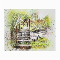 River Bridge Art Abstract Nature Small Glasses Cloth by Celenk