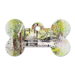 River Bridge Art Abstract Nature Dog Tag Bone (two Sides) by Celenk