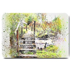 River Bridge Art Abstract Nature Large Doormat  by Celenk