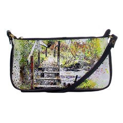 River Bridge Art Abstract Nature Shoulder Clutch Bags by Celenk