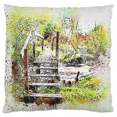 River Bridge Art Abstract Nature Large Cushion Case (one Side) by Celenk