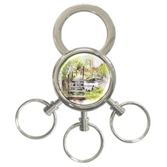 River Bridge Art Abstract Nature 3-ring Key Chains by Celenk