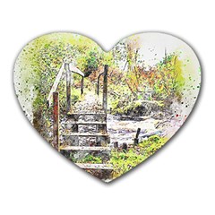 River Bridge Art Abstract Nature Heart Mousepads by Celenk