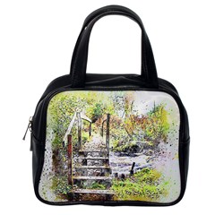 River Bridge Art Abstract Nature Classic Handbags (one Side) by Celenk