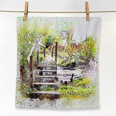 River Bridge Art Abstract Nature Face Towel by Celenk