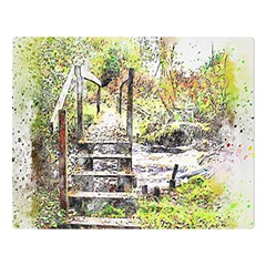 River Bridge Art Abstract Nature Double Sided Flano Blanket (large)  by Celenk