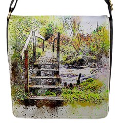 River Bridge Art Abstract Nature Flap Messenger Bag (s) by Celenk