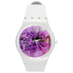 Flowers Spring Art Abstract Nature Round Plastic Sport Watch (m) by Celenk