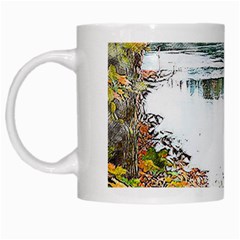 River Water Art Abstract Stones White Mugs by Celenk