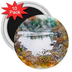 River Water Art Abstract Stones 3  Magnets (10 Pack)  by Celenk