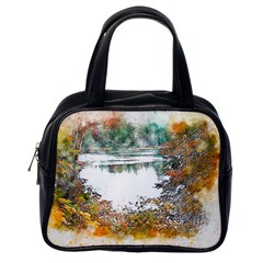 River Water Art Abstract Stones Classic Handbags (one Side) by Celenk