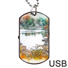 River Water Art Abstract Stones Dog Tag Usb Flash (one Side) by Celenk