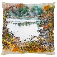 River Water Art Abstract Stones Large Cushion Case (one Side) by Celenk