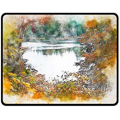 River Water Art Abstract Stones Double Sided Fleece Blanket (medium)  by Celenk