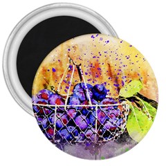 Fruit Plums Art Abstract Nature 3  Magnets by Celenk