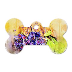 Fruit Plums Art Abstract Nature Dog Tag Bone (one Side) by Celenk