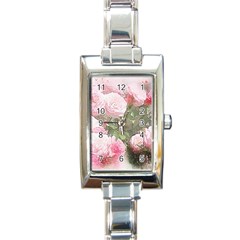 Flowers Roses Art Abstract Nature Rectangle Italian Charm Watch by Celenk