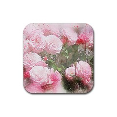 Flowers Roses Art Abstract Nature Rubber Coaster (square)  by Celenk