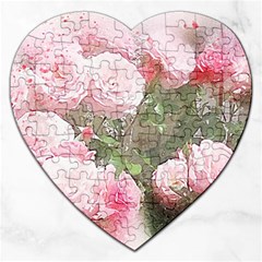 Flowers Roses Art Abstract Nature Jigsaw Puzzle (heart) by Celenk