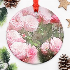 Flowers Roses Art Abstract Nature Round Ornament (two Sides)