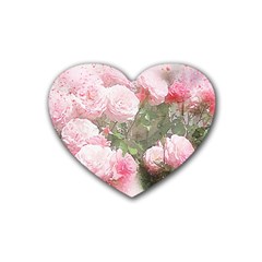 Flowers Roses Art Abstract Nature Heart Coaster (4 Pack)  by Celenk