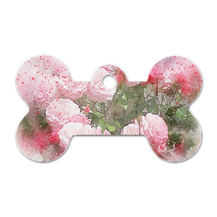 Flowers Roses Art Abstract Nature Dog Tag Bone (Two Sides)