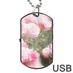 Flowers Roses Art Abstract Nature Dog Tag Usb Flash (two Sides) by Celenk