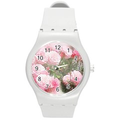 Flowers Roses Art Abstract Nature Round Plastic Sport Watch (m) by Celenk