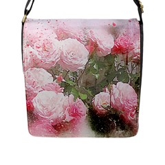 Flowers Roses Art Abstract Nature Flap Messenger Bag (l) 