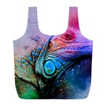 Lizard Reptile Art Abstract Animal Full Print Recycle Bags (L)  Front