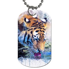 Tiger Drink Animal Art Abstract Dog Tag (two Sides) by Celenk