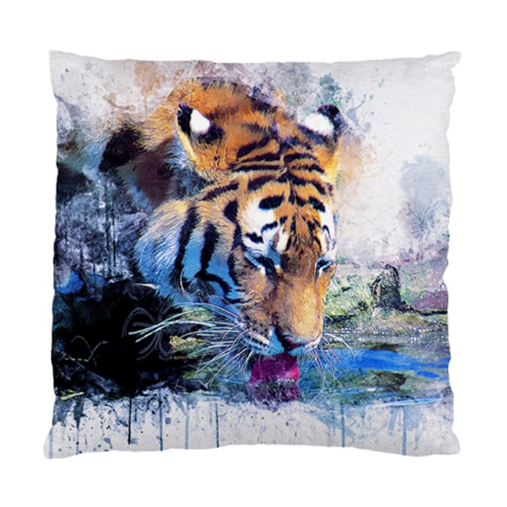 Tiger Drink Animal Art Abstract Standard Cushion Case (One Side)