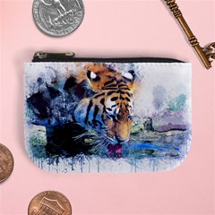 Tiger Drink Animal Art Abstract Mini Coin Purses by Celenk