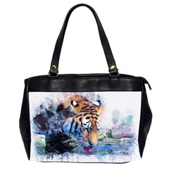 Tiger Drink Animal Art Abstract Office Handbags (2 Sides)  by Celenk