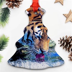 Tiger Drink Animal Art Abstract Ornament (christmas Tree)  by Celenk