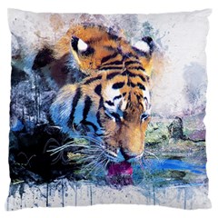 Tiger Drink Animal Art Abstract Standard Flano Cushion Case (one Side) by Celenk