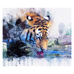 Tiger Drink Animal Art Abstract Double Sided Flano Blanket (small)  by Celenk