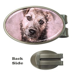 Dog Pet Terrier Art Abstract Money Clips (oval)  by Celenk