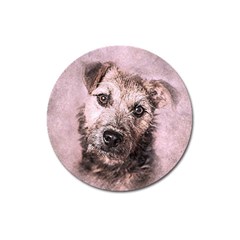 Dog Pet Terrier Art Abstract Magnet 3  (round) by Celenk