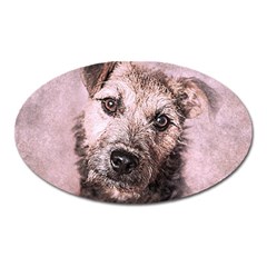 Dog Pet Terrier Art Abstract Oval Magnet by Celenk