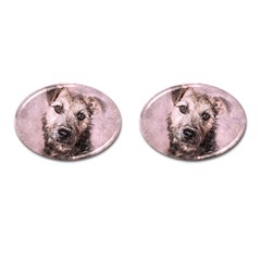 Dog Pet Terrier Art Abstract Cufflinks (oval) by Celenk