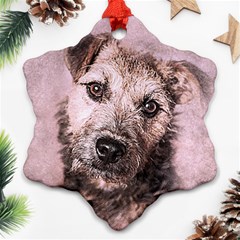 Dog Pet Terrier Art Abstract Snowflake Ornament (two Sides) by Celenk