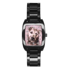 Dog Pet Terrier Art Abstract Stainless Steel Barrel Watch by Celenk