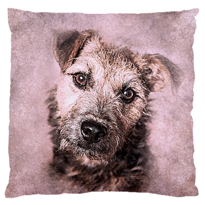 Dog Pet Terrier Art Abstract Large Flano Cushion Case (Two Sides)