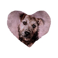 Dog Pet Terrier Art Abstract Standard 16  Premium Flano Heart Shape Cushions by Celenk