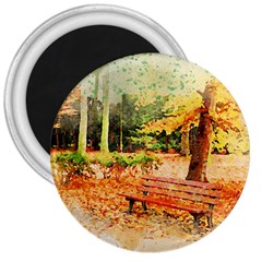 Tree Park Bench Art Abstract 3  Magnets by Celenk